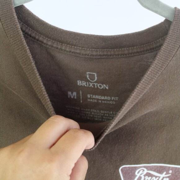 Men's Brixton Brown T-Shirt Size M - Picture 4 of 5
